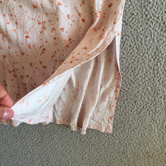 Audrey 3+1 Dress Pink Floral Midi Puff‎ Sleeve Tie Boho Rayon Lined - Picture 11 of 15